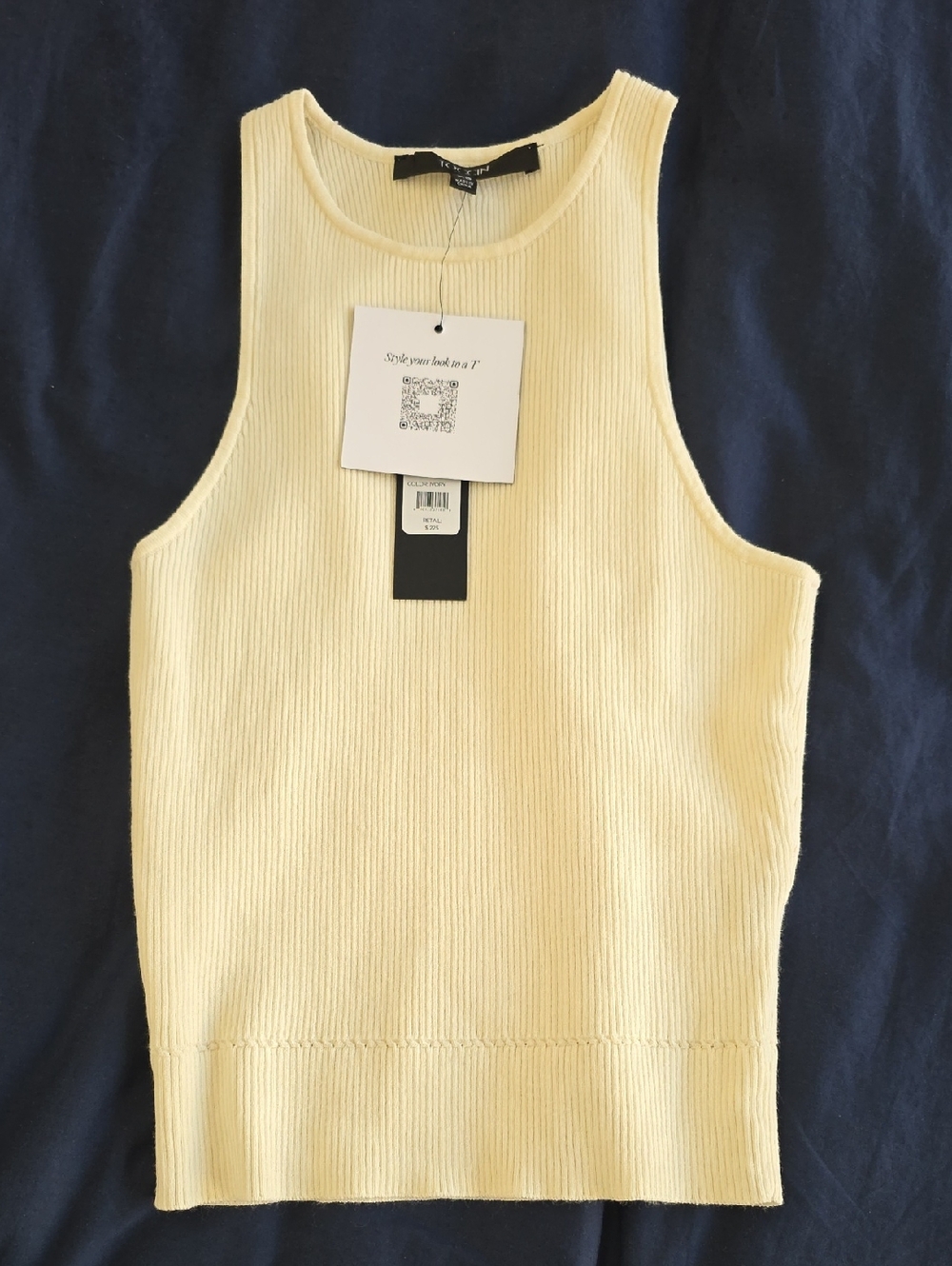 Toccin Xs Ivory Ribbed Knit Tank. Nwt